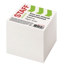 Блок для записей STAFF непроклеенный, куб 8х8х8 см, белый, белизна 90-92%, 111980