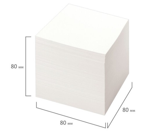 Блок для записей STAFF непроклеенный, куб 8х8х8 см, белый, белизна 90-92%, 111980