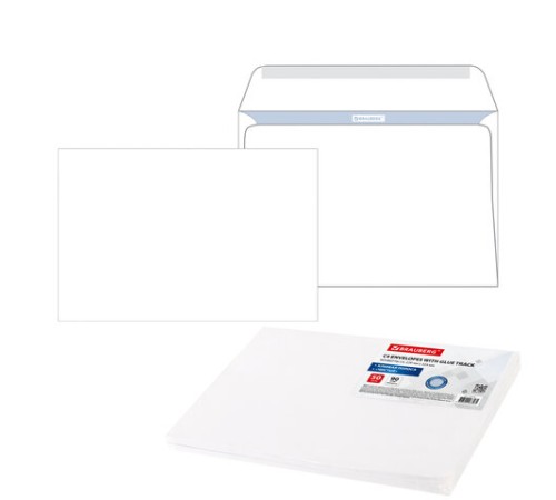 Конверты С4 (229х324 мм), клеевой слой, внутренняя запечатка, 90 г/м2, КОМПЛЕКТ 50 шт., BRAUBERG, 112176