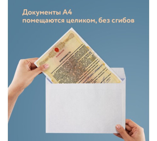 Конверты С4 (229х324 мм), клеевой слой, внутренняя запечатка, 90 г/м2, КОМПЛЕКТ 50 шт., BRAUBERG, 112176