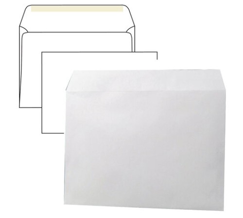 Конверты С4 (229х324 мм), клей, 90 г/м2, КОМПЛЕКТ 250 шт., внутренняя запечатка, 71205, 53855
