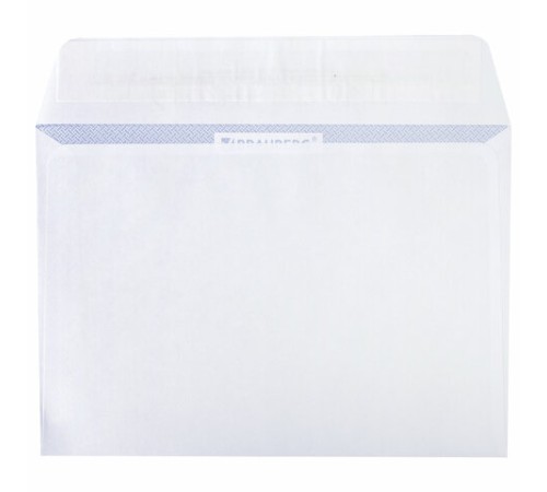 Конверты С6 (114х162 мм), отрывная лента, внутренняя запечатка, 80 г/м2, КОМПЛЕКТ 100 шт., BRAUBERG, 112190