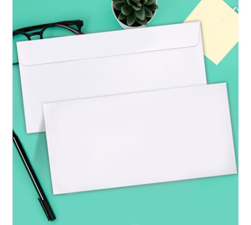 Конверты Е65 (110х220 мм), отрывная лента, внутренняя запечатка, КОМПЛЕКТ 100 шт., BRAUBERG, 112193