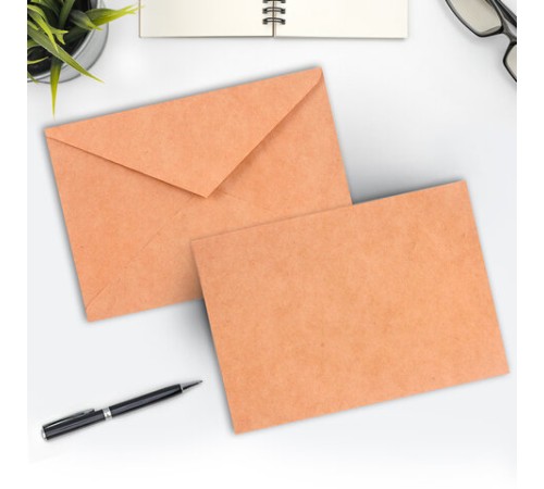 Конверты С6 (114х162 мм) КРАФТ, клей, 90 г/м2, КОМПЛЕКТ 50 шт., треугольный клапан, BRAUBERG, 112363