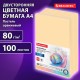 Бумага цветная BRAUBERG, А4, 80 г/м2, 100 л., пастель, оранжевая, для офисной техники, 112448