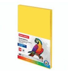Бумага цветная BRAUBERG, А4, 80 г/м2, 100 л., интенсив, желтая, для офисной техники, 112450
