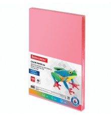 Бумага цветная BRAUBERG, А4, 80 г/м2, 100 л., медиум, розовая, для офисной техники, 112455