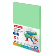 Бумага цветная BRAUBERG, А4, 80 г/м2, 100 л., медиум, зеленая, для офисной техники, 112458
