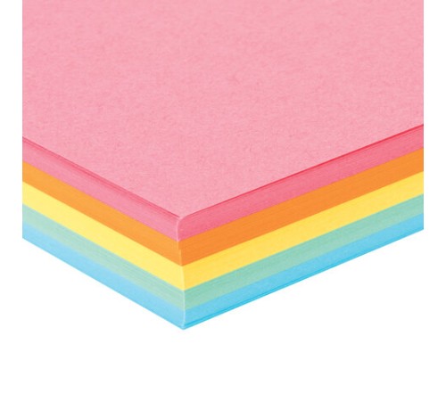 Бумага цветная BRAUBERG, А4, 80 г/м2, 100 л. (5 цветов х 20 листов), медиум, для офисной техники, 112462