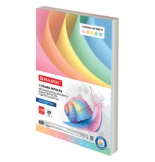Бумага цветная BRAUBERG, А4, 80 г/м2, 250 л. (5 цветов х 50 листов), пастель, для офисной техники, 112463