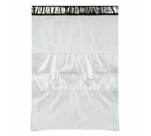 Курьер-пакеты ПОЛИЭТИЛЕН (408x515+40 мм), белые, с карманом для сопроводительной документации, КОМПЛЕКТ 50 шт., 113496