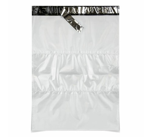 Курьер-пакеты ПОЛИЭТИЛЕН (408x515+40 мм), белые, с карманом для сопроводительной документации, КОМПЛЕКТ 50 шт., 113496