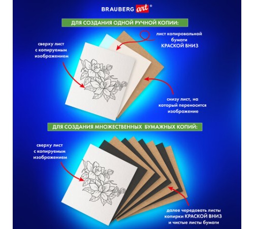 Бумага копировальная (копирка) А3, 2 цвета по 10 листов (черная, белая), BRAUBERG ART, 113855