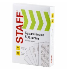 Бумага писчая А4, 65 г/м2, 500 л., Россия, белизна 92% (ISO), STAFF, 114215