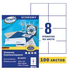 Этикетка самоклеящаяся 105х74 мм, 8 этикеток, белая, 70 г/м2, 100 л., Avery, Европа-100, ELA023