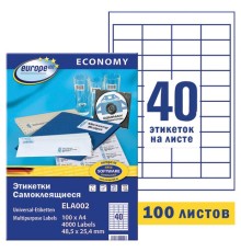 Этикетка самоклеящаяся 48,5х25,4 мм, 40 этикеток, белая, 70 г/м2, 100 л., Avery, Европа-100, ELA002