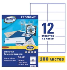 Этикетка самоклеящаяся 105х48 мм, 12 этикеток, белая, 70 г/м2, 100 л., Avery, Европа-100, ELA021