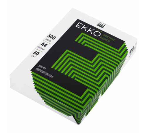 Бумага А4, 60 г/м2, белизна 60%, 500 листов, Россия, ЕККО, 114320