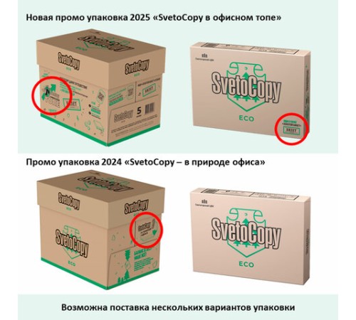 Бумага офисная А4, 80 г/м2, 500 л., SVETOCOPY ECO, белизна 60%, Россия