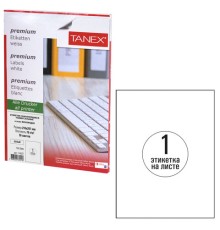 Этикетка самоклеящаяся 210х297 мм, 1 этикетка, белая, 70 г/м2, 50 листов, TANEX, сырье Финляндия, 114527, TW-2000