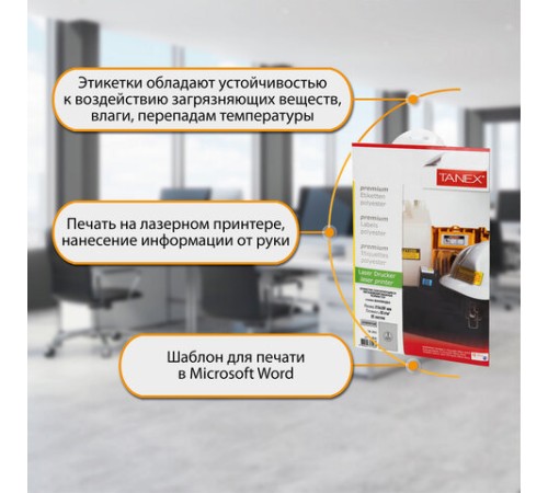 Этикетка самоклеящаяся 210х297 мм, 1 этикетка, полиэстер, серебро, 25 листов, TANEX, сырье Финляндия, 114544, TW-2000