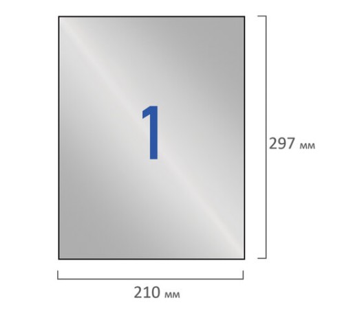Этикетка самоклеящаяся 210х297 мм, 1 этикетка, полиэстер, серебро, 25 листов, TANEX, сырье Финляндия, 114544, TW-2000