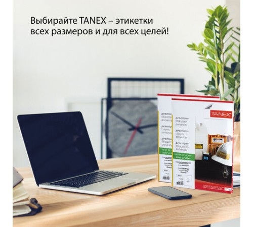 Этикетка самоклеящаяся ВСЕПОГОДНАЯ 210х297 мм, 1 этикетка, полиэстер, белая, 25 листов, TANEX, сырье Финляндия, 114545, TW-2000