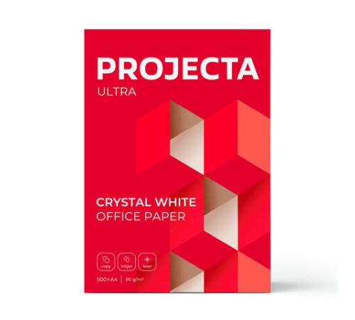 Бумага офисная А4, 80 г/м2, 500 л., марка А, PROJECTA ULTRA, Россия, 162% (CIE)