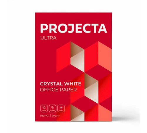 Бумага офисная БОЛЬШОГО ФОРМАТА (297х420), А3, 80 г/м2, 500 л., марка А, PROJECTA ULTRA, Россия, 162% (CIE)