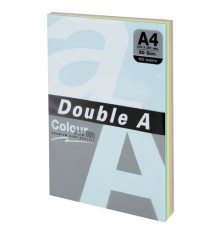 Бумага цветная DOUBLE A, А4, 80 г/м2, 100 л. (5 цветов x 20 листов), микс пастель