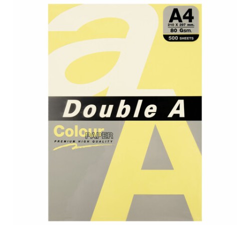 Бумага цветная DOUBLE A, А4, 80 г/м2, 500 л., пастель, желтая