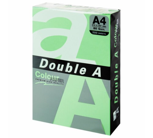 Бумага цветная DOUBLE A, А4, 80 г/м2, 500 л., пастель, зеленая