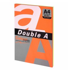 Бумага цветная DOUBLE A, А4, 80 г/м2, 100 л., 5 цветов x 20 л., микс интенсив