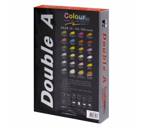 Бумага цветная DOUBLE A, А4, 80 г/м2, 500 л, интенсив, оранжевая
