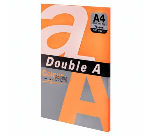 Бумага цветная DOUBLE A, А4, 75 г/м2, 100 л., ярко-оранжевая