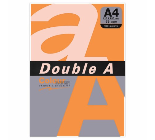Бумага цветная DOUBLE A, А4, 75 г/м2, 100 л., ярко-оранжевая
