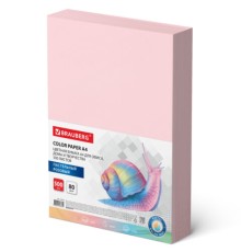 Бумага цветная BRAUBERG, А4, 80 г/м2, 500 л., пастель, розовая, для офисной техники, 115219