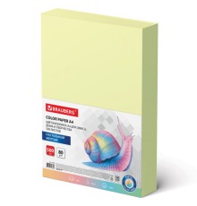Бумага цветная BRAUBERG, А4, 80 г/м2, 500 л., пастель, желтая, для офисной техники, 115220