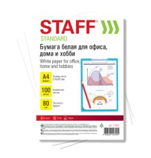 Бумага белая А4, 80 г/м2, 100 л., STAFF 