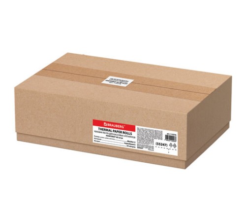 Чековая лента ТЕРМОБУМАГА 80 мм (диаметр 60 мм, длина 50 м, втулка 12 мм) КОМПЛЕКТ 60 шт., BRAUBERG, 115376