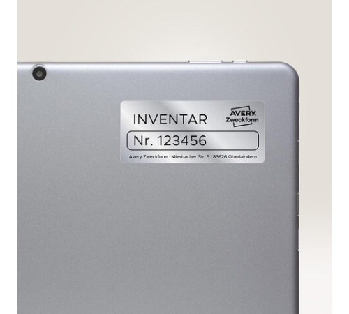 Этикетка самоклеящаяся 63,5x29,6 мм, 27 этикеток, полиэстер, серебро, 20 листов, Avery Zweckform, L6011-20