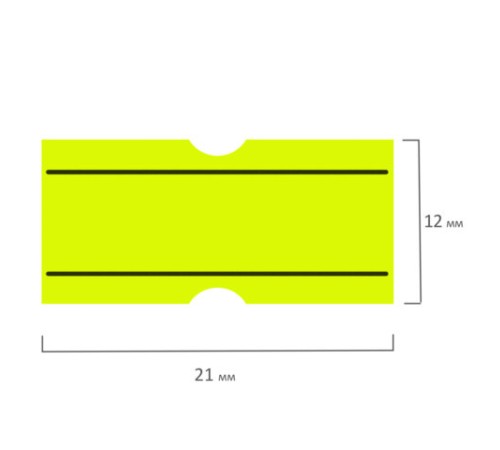 Этикет-лента 21х12 мм прямоугольная, желтая, с черной полосой, КОМПЛЕКТ 5 рулонов по 600 штук, BRAUBERG, 115511