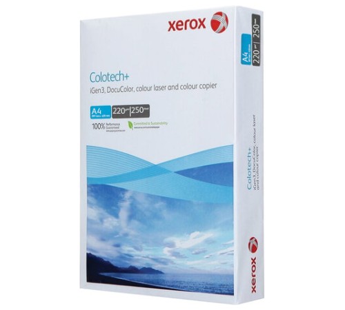 Бумага для цветной лазерной печати А4, 220 г/м2, 250 л., XEROX COLOTECH+, Австрия, 161% CIE, 003R94668
