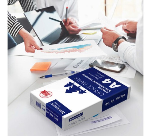 Бумага офисная А4, 80 г/м2, 500 л., марка С, белизна 146% (CIE), BRAUBERG ULTRA, 116407