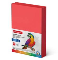 Бумага цветная BRAUBERG, А4, 80 г/м2, 500 л., интенсив, ЯРКО-КРАСНАЯ, для офисной техники, 116563