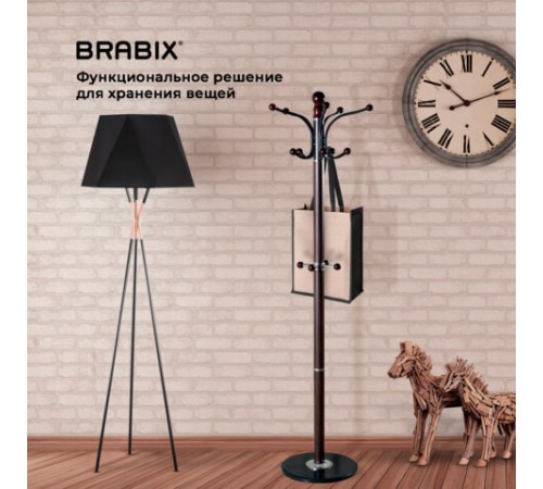 Вешалка-стойка BRABIX "CR-274", металл/мрамор, 1,8 м, на диске диаметром 36 см, 5 крючков + 4 дополнительных, венге, 601744 Вешалка-стойка BRABIX "CR-274", металл/мрамор, 1,8 м, на диске диаметром 36 см, 5 крючков + 4 дополнительных, венге, 601744