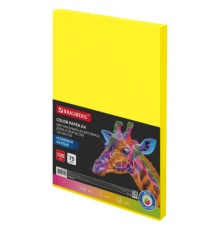 Бумага цветная BRAUBERG, А4, 75 г/м2, 100 л., НЕОН, желтая, для офисной техники, 116670