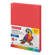 Бумага цветная ПЛОТНАЯ BRAUBERG, А4, 160 г/м2, 250 л., красная, интенсив, для печати, творчества, 116672