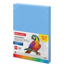 Бумага цветная ПЛОТНАЯ BRAUBERG, А4 160 г/м2, 250 л., синяя, интенсив, для печати, творчества, 116673