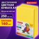 Бумага цветная ПЛОТНАЯ BRAUBERG, А4, 160 г/м2, 250 л., желтая, интенсив, для печати, творчества, 116674